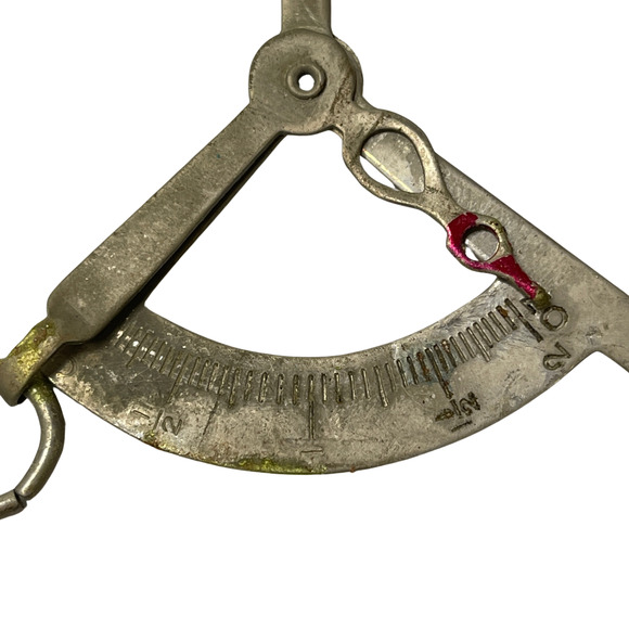 Vintage 1950s 60s Postal Scale Handheld Hanging w/ Leather Case Brass Balance - Picture 8 of 12